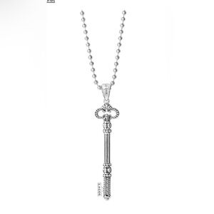 LAGOS STERLING SILVER CAVIAR SKELETON KEY PENDANT NECKLACE, 34”